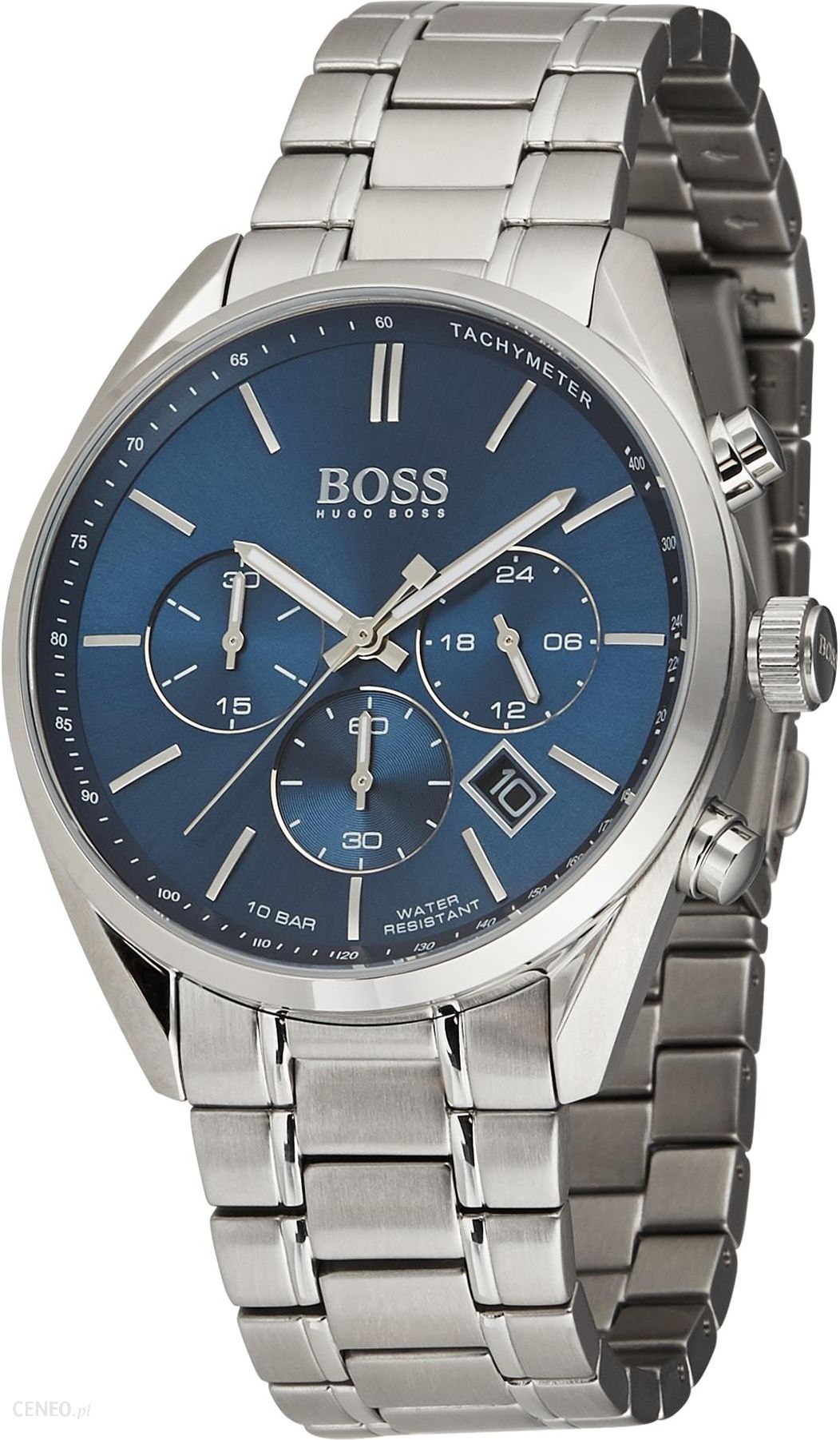 Hugo Boss Champion Chronograph Blue Dial Silver Steel Strap Watch for Men - 1513818