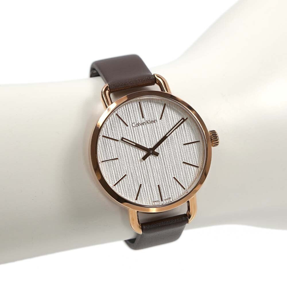 Calvin Klein Even White Dial Brown Leather Strap Watch for Women - K7B236G6