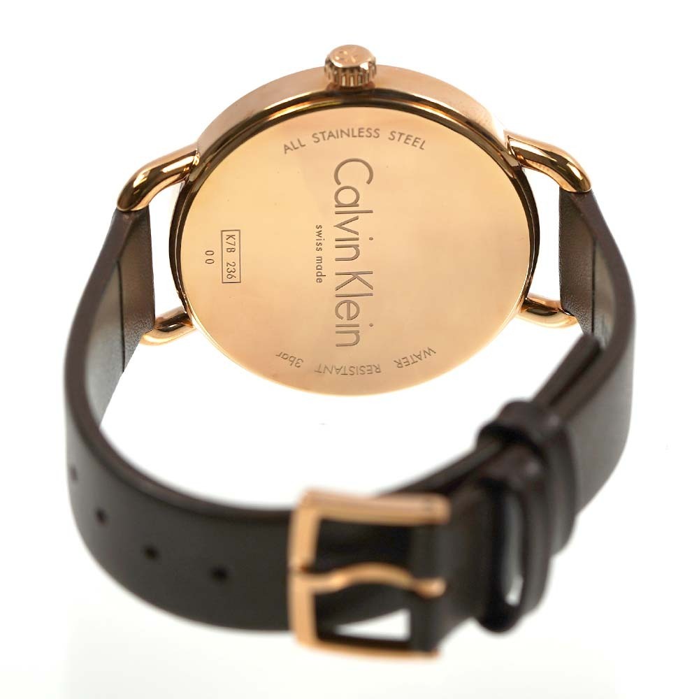 Calvin Klein Even Grey Dial Brown Leather Strap Watch for Women - K7B236G3