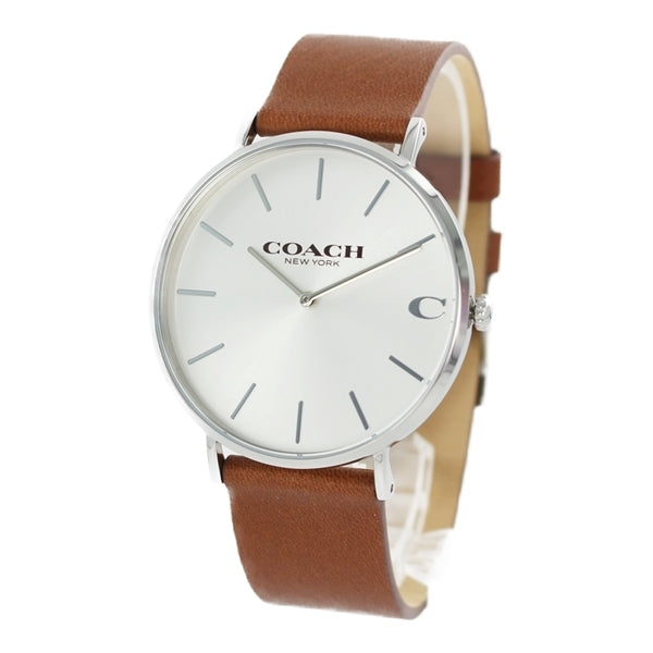 Coach Charles Silver Dial Brown Leather Strap Watch for Men - 14602152