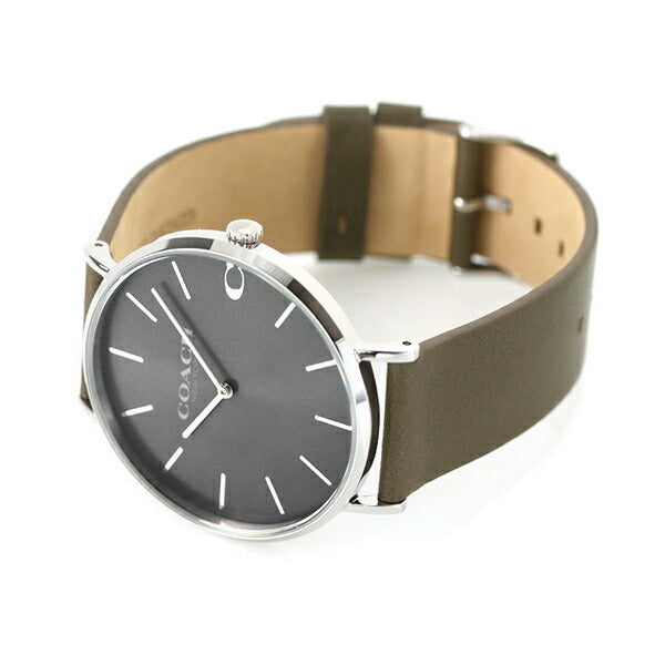 Coach Charles Grey Dial Brown Leather Strap Watch for Men - 14602153