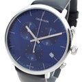 Calvin Klein High Noon Chronograph Blue Dial Black Leather Strap Watch for Men - K8M271CN