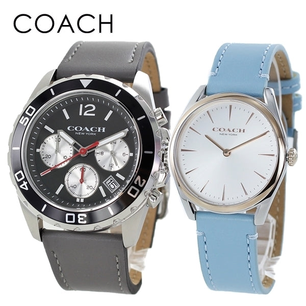 Coach Kent Grey Dial Grey Leather Strap Watch for Men - 14602561