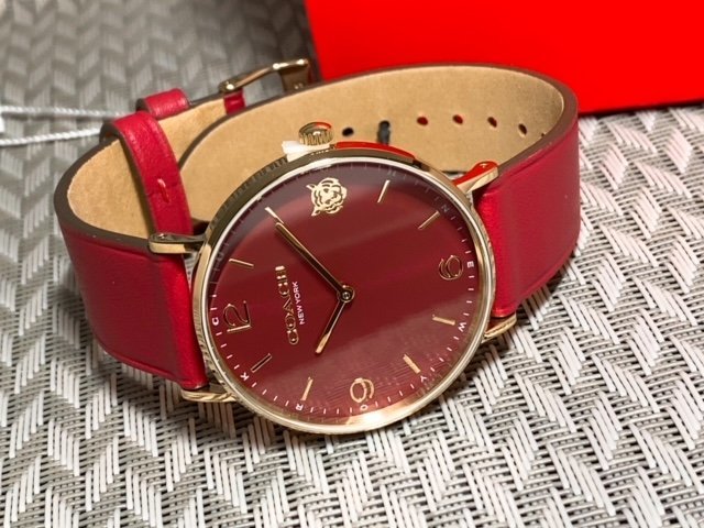 Coach Perry Red Dial Red Leather Strap Watch for Women - 14503867