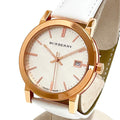 Burberry The City White Dial White Leather Strap Watch for Women - BU9012