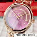 Michael Kors Lauryn Pink Dial Rose Gold Steel Strap Watch for Women - MK3722