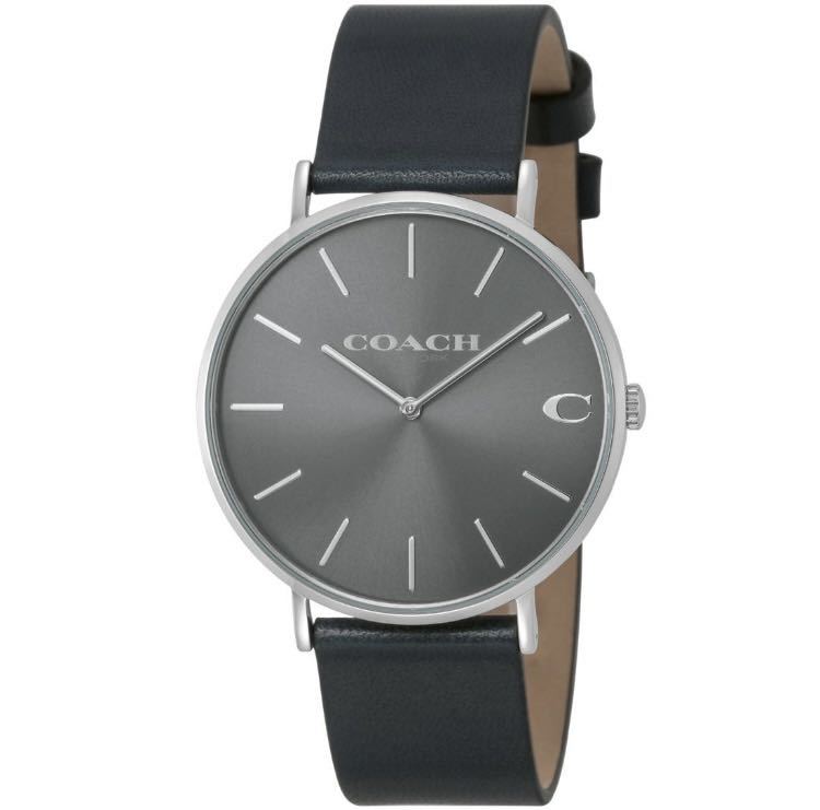 Coach Charles Black Dial Black Leather Strap Watch for Men - 14602157