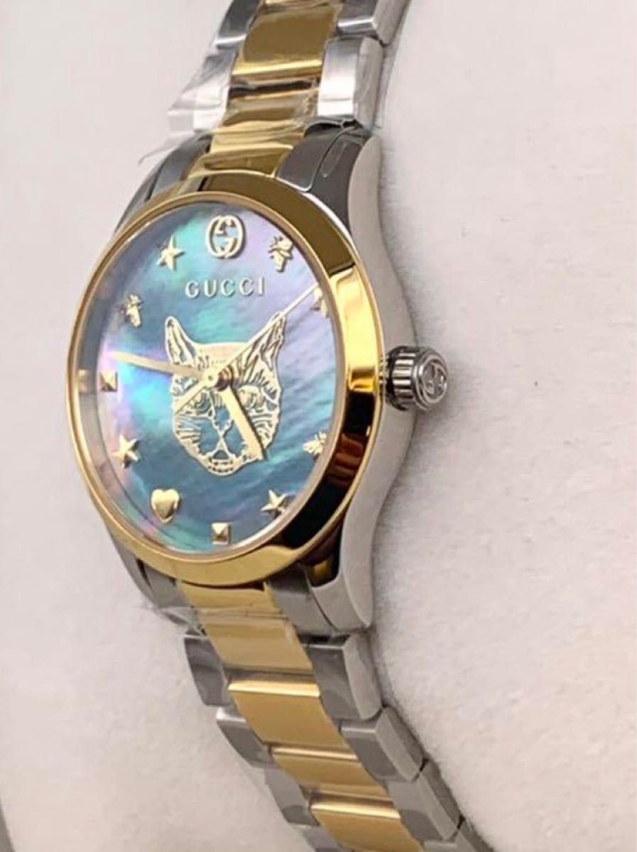 Gucci G Timeless Quartz Mother of Pearl Blue Dial Two Tone Steel Strap Watch For Women - YA1265011
