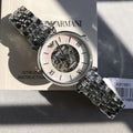 Emporio Armani Meccanico Mother of Pearl Dial Silver Steel Strap Watch For Women - AR1991