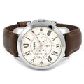 Fossil Grant Chronograph Beige Dial Brown Leather Strap Watch for Men - FS4735