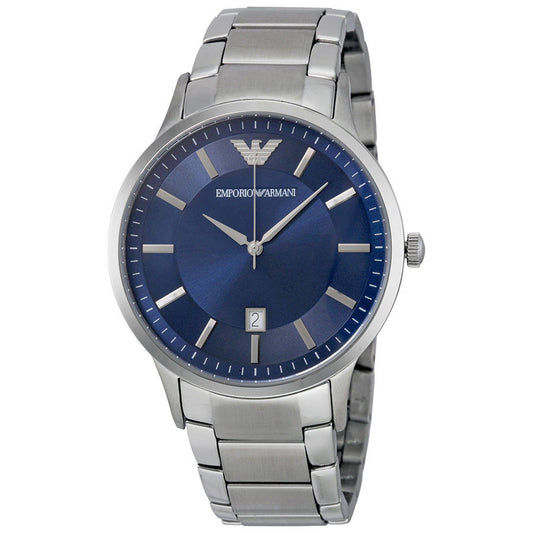 Emporio Armani Renato Blue Dial Silver Stainless Steel Strap Watch For Men - AR2477