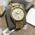 Fossil Machine Gold Dial Gold Steel Strap Watch for Men - FS5264