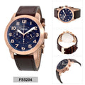 Fossil Pilot 54 Chronograph Blue Dial Brown Leather Strap Watch for Men - FS5204