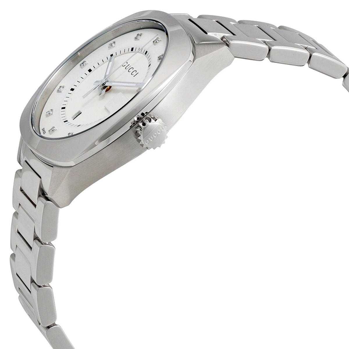 Gucci GG2570 Quartz Diamonds Silver Dial Silver Steel Strap Watch For Women - YA142403