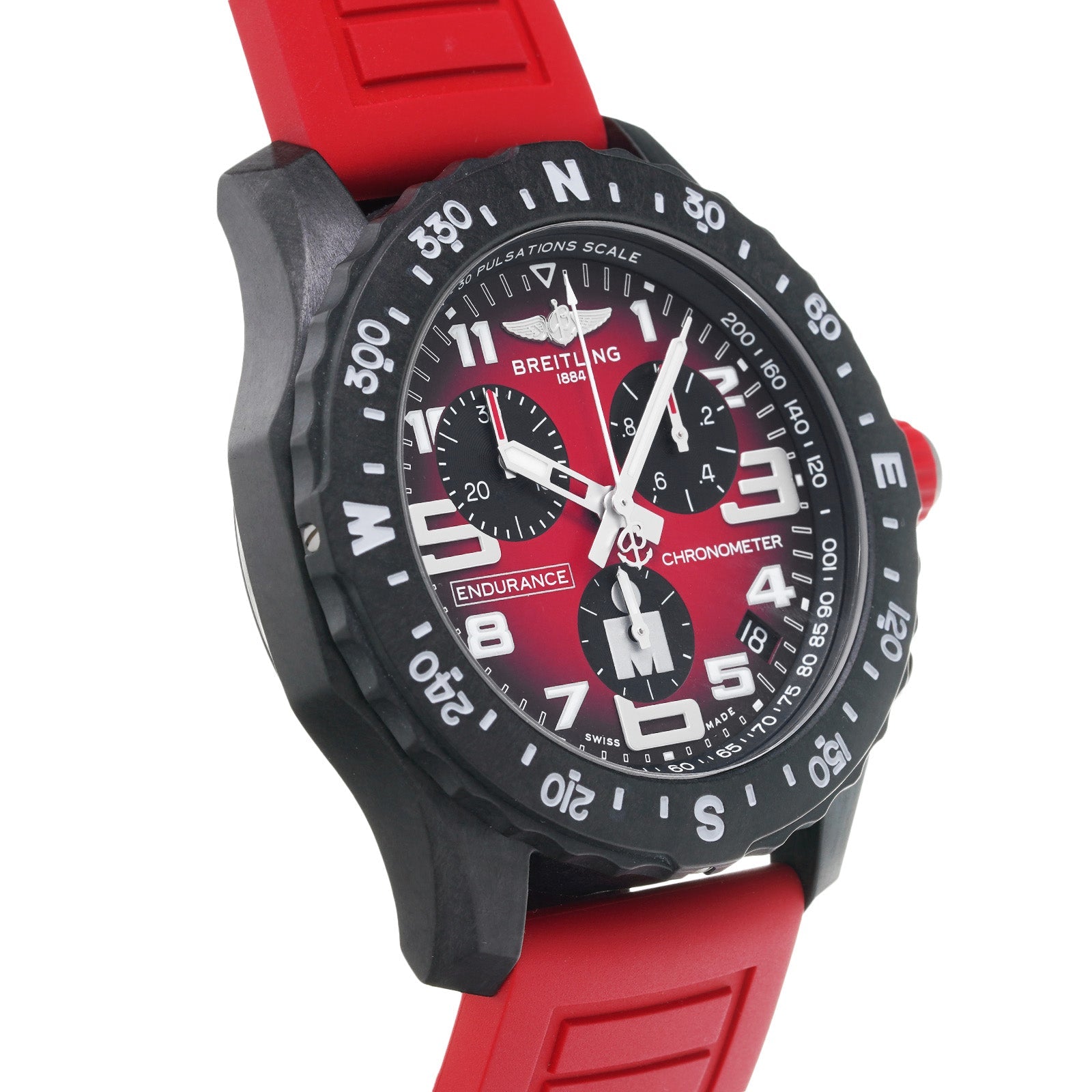 Breitling Endurance Pro Ironman Red Dial Red Rubber Strap Watch for Men - X823109A1K1S1