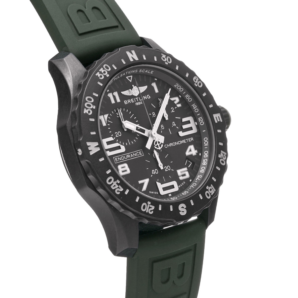 Breitling Endurance Pro Black Dial Green Rubber Strap Watch for Men - X82310D31B1S1