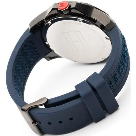 Tommy Hilfiger Cole Black Dial Blue Rubber Strap Watch for Men - 1790984