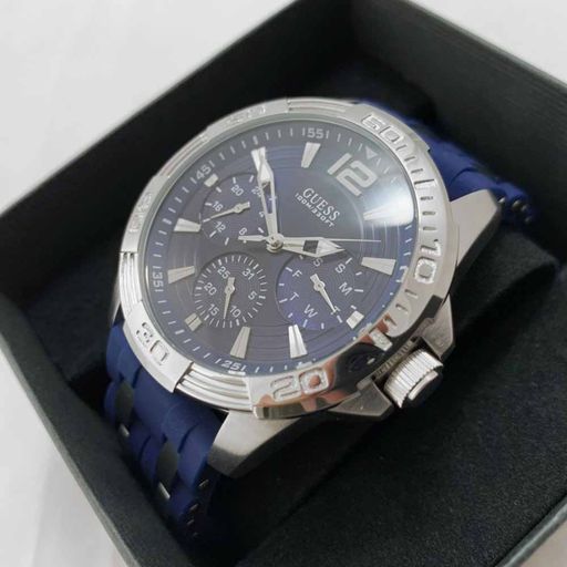 Guess Oasis Multifunction Blue Dial Two Tone Steel Strap Watch for Men- W0366G2