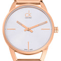 Calvin Klein Stately White Dial Rose Gold Steel Strap Watch for Women - K3G23626