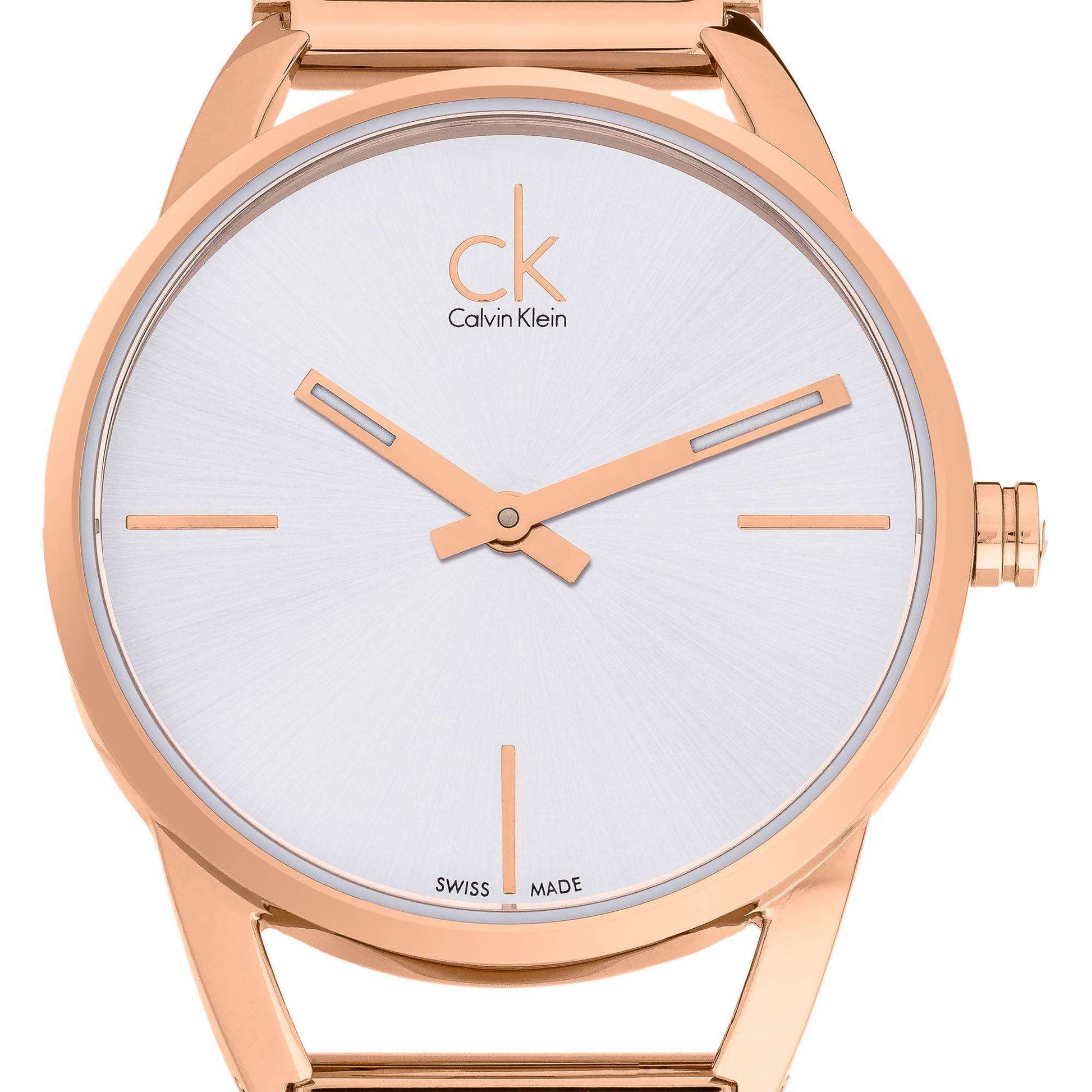 Calvin Klein Stately White Dial Rose Gold Steel Strap Watch for Women - K3G23626