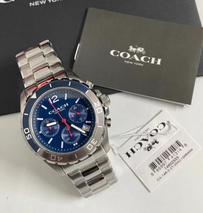 Coach Kent Blue Dial Silver Steel Strap Watch for Men - 14602555