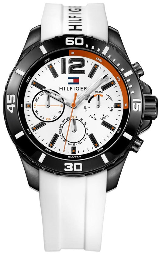 Tommy Hilfiger Nolan Multi Function White Dial White Rubber Strap Watch for Men - 1791146
