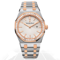 Audemars Piguet Royal Oak Quartz Diamonds White Dial Two Tone Steel Strap Watch for Women - 67651SR.ZZ.1261SR.01