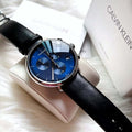 Calvin Klein High Noon Chronograph Blue Dial Black Leather Strap Watch for Men - K8M271CN