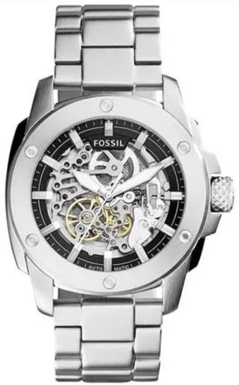 Fossil Modern Machine Automatic Silver Dial Silver Steel Strap Watch for Men - ME3081