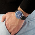 Emporio Armani Aviator Chronograph Blue Dial Blue Leather Strap Watch For Men - AR11105