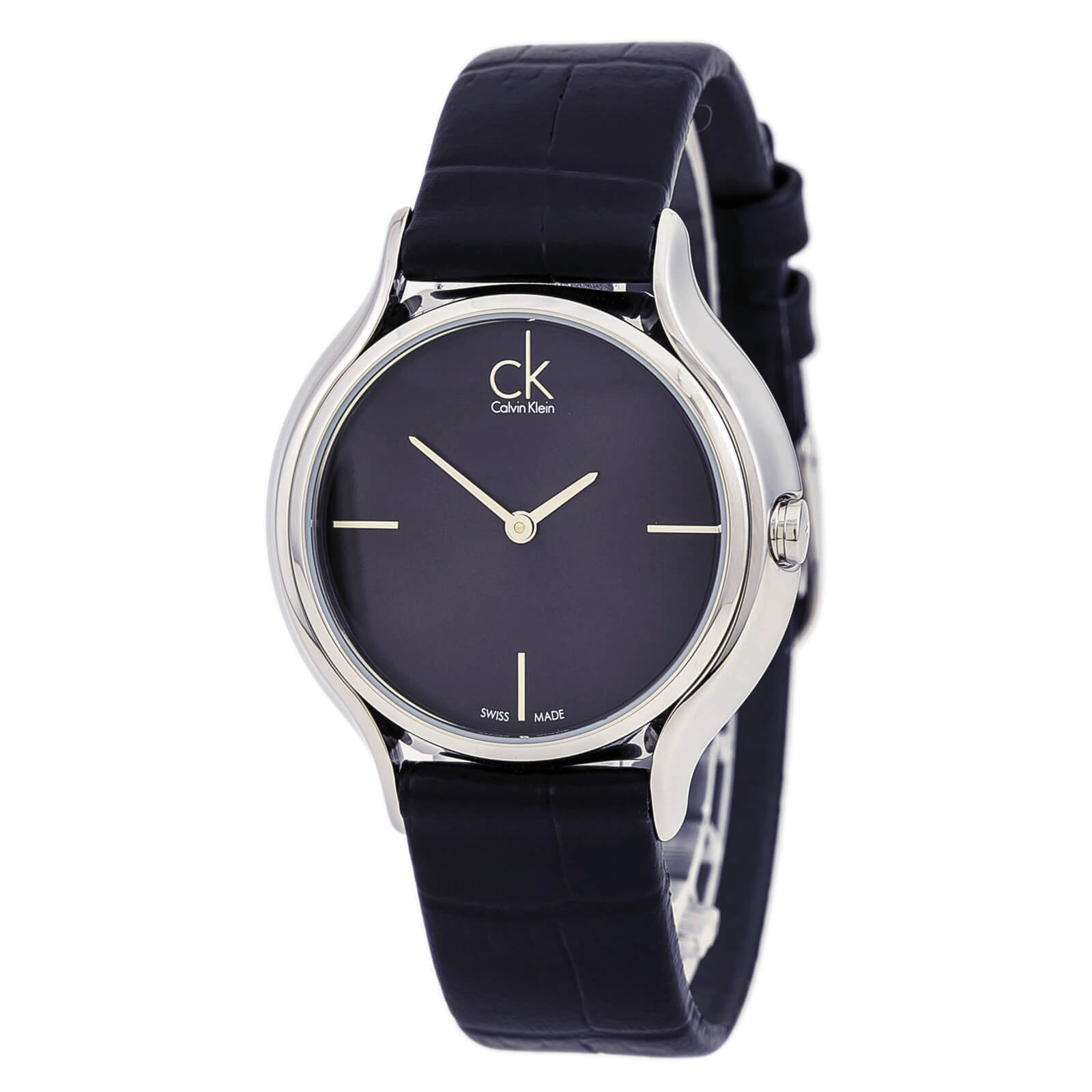 Calvin Klein Skirt Black Dial Black Leather Strap Watch for Women  - K2U231C1