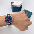 Fossil Jacqueline Blue Dial Blue Leather Strap Watch for Women - ES4673