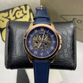 Fossil Grant Mechanical Blue Dial Blue Leather Strap Watch for Men - ME3054