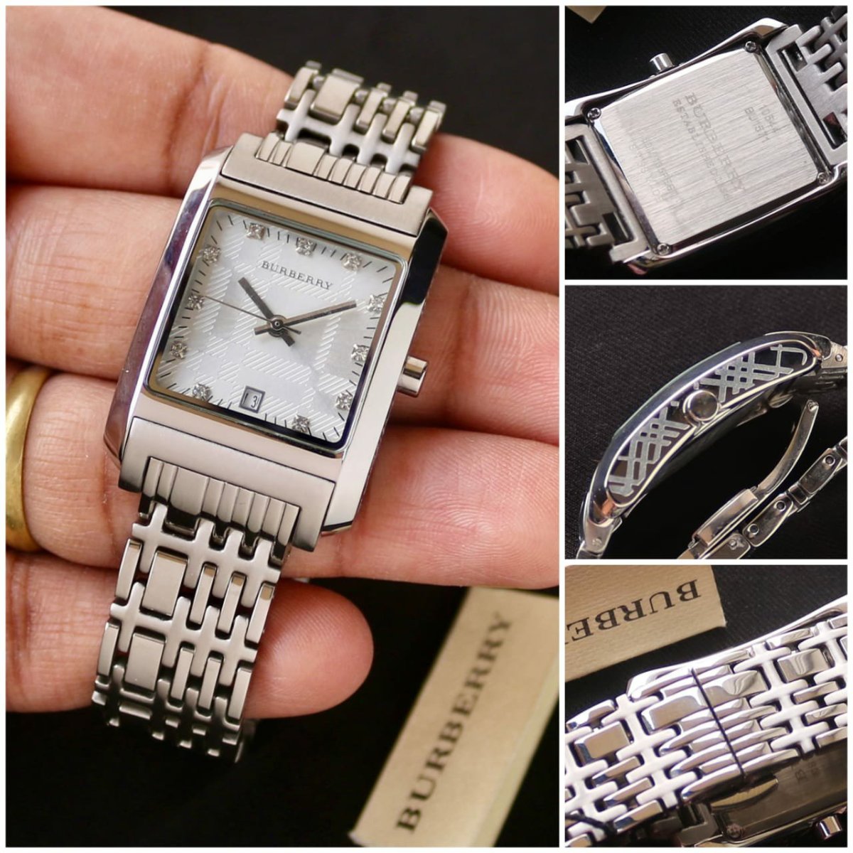 Burberry Heritage Diamond White Dial Silver Steel Strap Watch for Women - BU1583