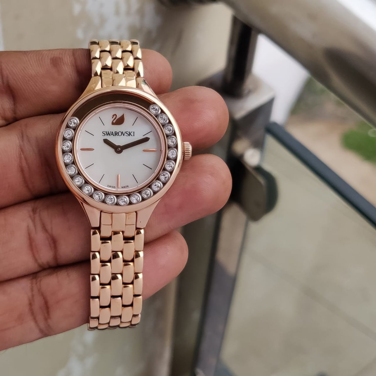 Swarovski Lovely Crystals Mother of Pearl Dial Rose Gold Steel Strap Watch for Women - 5261496