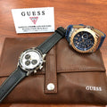 Guess Legacy Analog Blue Dial Blue Denim Strap Watch for Men - W1058G1