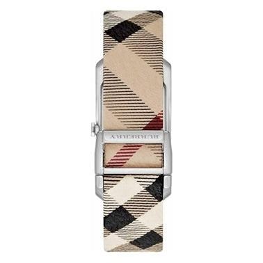 Burberry The Pioneer Silver Dial Haymarket Beige Leather Strap Watch for Women - BU9406