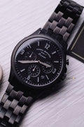 Fossil Forrester Chronograph Black Dial Black Steel Strap Watch for Men - FS5697