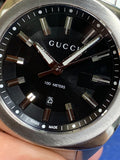 Gucci GG2570 Quartz Black Dial Silver Steel Strap Watch For Men - YA142401