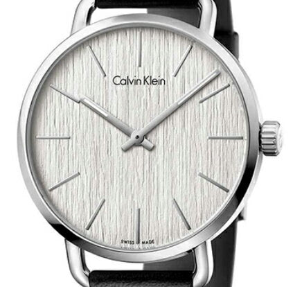 Calvin Klein Even White Dial Black Leather Strap Watch for Women - K7B211C6