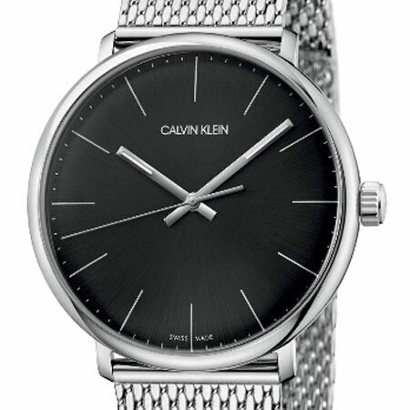 Calvin Klein High Noon Black Dial Silver Mesh Bracelet Watch for Men - K8M21121