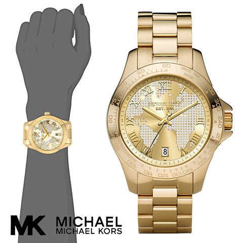 Michael Kors Layton Chronograph Gold Dial Gold Steel Strap Watch for Women - MK5959