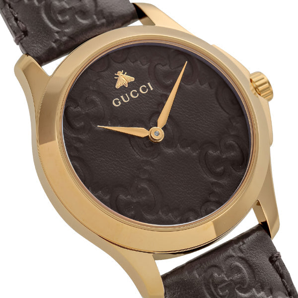 Gucci G Timeless Quartz Brown Dial Brown Leather Strap Watch for Men - YA1264035