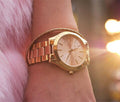 Michael Kors Slim Runway Pink Dial Two Tone Steel Strap Watch for Women - MK3493