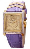 Versace Day Glam Chronograph Gold Dial Purple Leather Strap Watch for Women - VQF040015