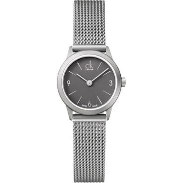 Calvin Klein Minimal Grey Dial Silver Mesh Bracelet Watch for Men - K3M51154