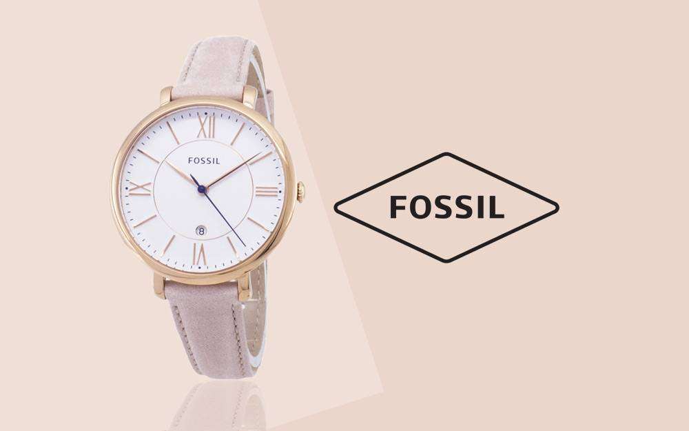 Fossil Jacqueline White Dial Pink Leather Strap Watch for Women - ES3988