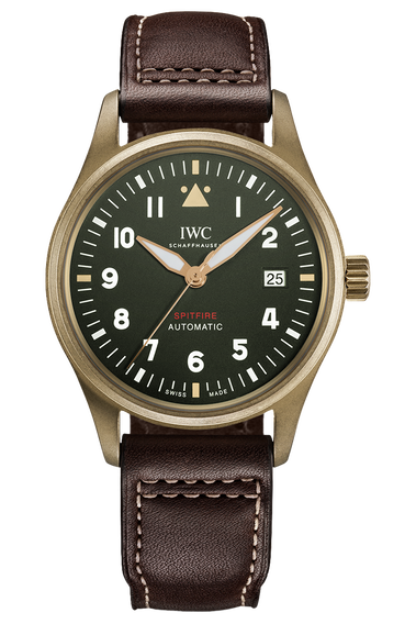 IWC Pilot's Watch Automatic Spitfire Green Dial Brown Leather Strap Watch for Men - IW326802