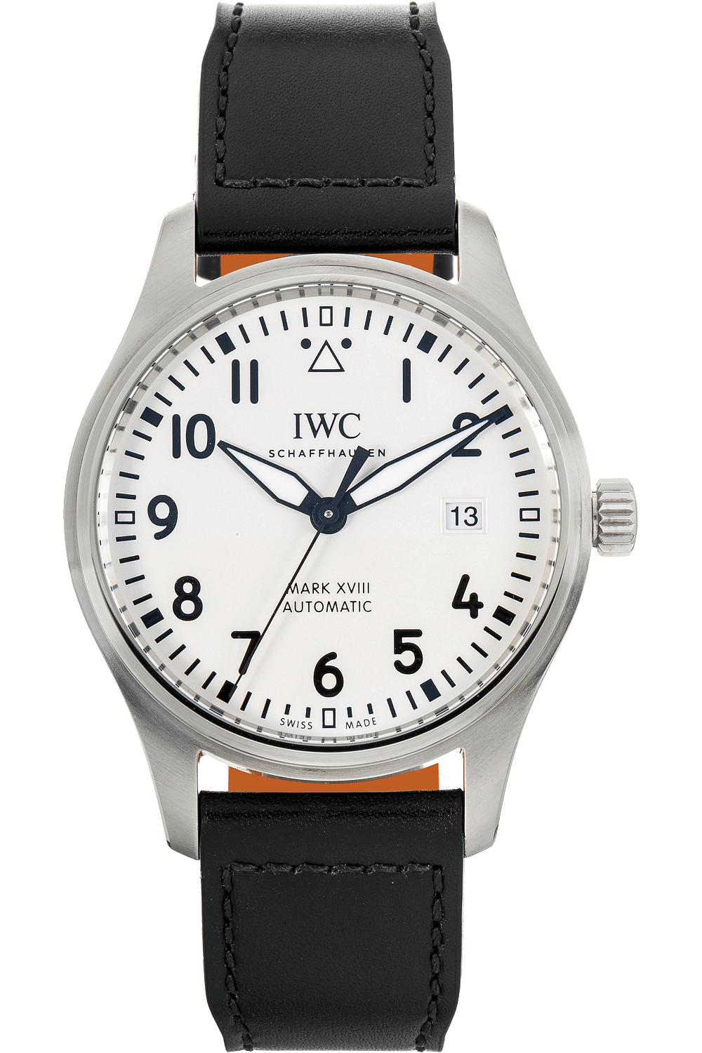 IWC Pilot's Watch Mark XVIII White Dial Black Leather Strap Watch for Men - IW327002