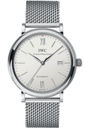 IWC Portofino Automatic White Dial Silver Mesh Bracelet Watch for Men - IW356505